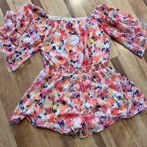 Womens off the shoulder floral romper